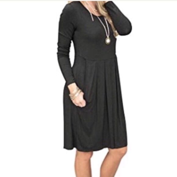 Women’s Grey Soft Pleated Dress with Pockets Fits L/XL - Picture 4 of 6